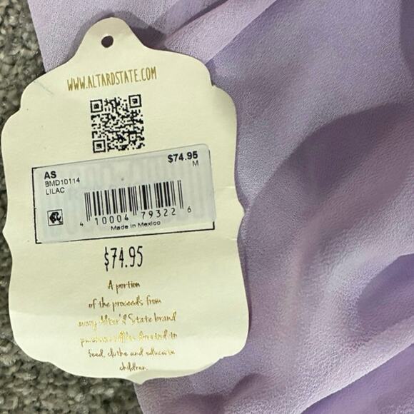 Enchanting Altar’D State Mavis Puff Sleeve Dress in Lilac NWT Size M - Picture 5 of 10